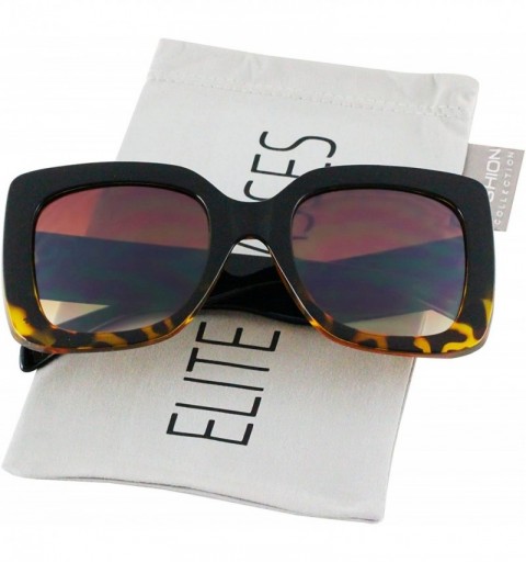 Oval Oversize Square Sunglasses Women Multi Tinted Frame Fashion Modern Shades - Black-yellow Tortoise - CD18IC57CT9 $11.43