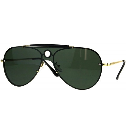 Aviator Vintage Retro Aviator Sunglasses Unisex Rims Behind Lens Style Shades - Gold (Green) - CQ189SUKIRK $12.68