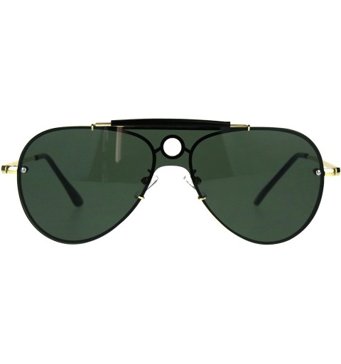 Aviator Vintage Retro Aviator Sunglasses Unisex Rims Behind Lens Style Shades - Gold (Green) - CQ189SUKIRK $12.68