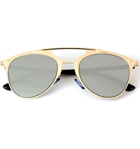 Aviator Fashion Women Full Metal Round Circle Mirror Driver Aviator Sunglasses 2012 - Gold Frame Silver Lenses - CW12HP3HUA3 ...