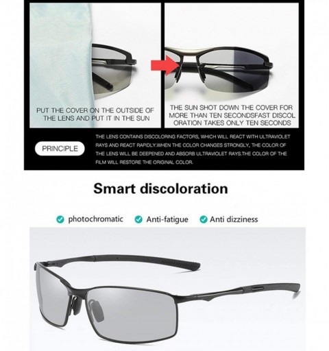 Goggle Polarized Photochromic Sunglasses Mens Driving Glasses Male Driver Safty Goggles - Silver Blue - CF19857EGLO $30.85