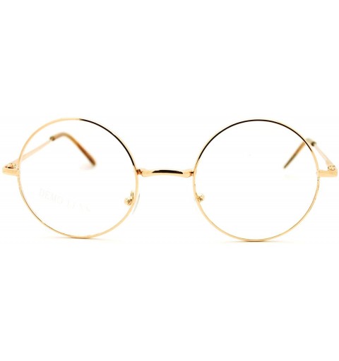Round 70s Hippie Musician Circle Lens Iconic Groovy Wire Rim Fashion Glasses - Gold - CX11I5R8POZ $9.98