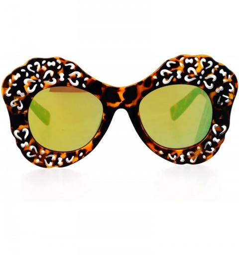 Butterfly Womens Diecut Lace Plastic Butterfly Mask Sunglasses - Tortoise Yellow - CR12DI9C9DR $10.51