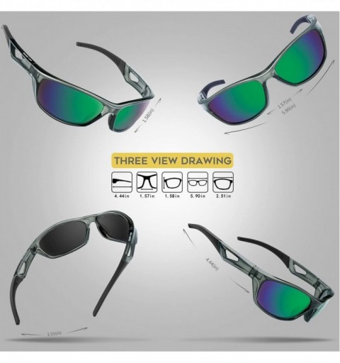 Sport Polarized Sports Sunglasses Driving shades For Men TR90 Unbreakable Frame RB831 - Transparent Grey - C0188A8A96U $40.90