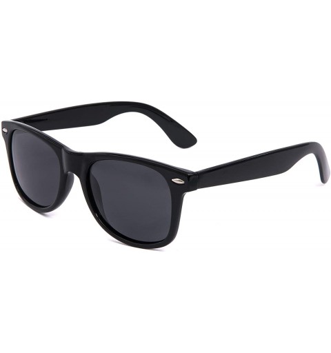 Wayfarer Polarized Sunglasses Navigator Rectangular - (2 Pack) black Frame (Glossy Finish) / Polarized Gray Lens - C1194EN8UI...