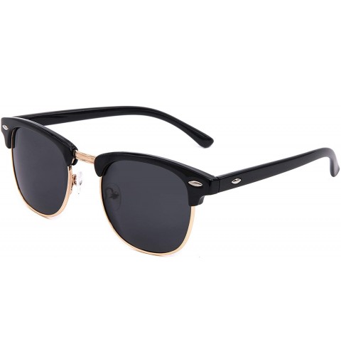Wayfarer Polarized Sunglasses Navigator Rectangular - (2 Pack) black Frame (Glossy Finish) / Polarized Gray Lens - C1194EN8UI...