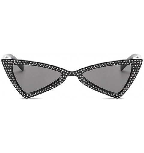 Cat Eye Triangle Sunglasses Women Sunshade Rhinestone Butterfly Frame Cat Eye Sun Glasses Female Black Eyewear UV400 - CT198U...