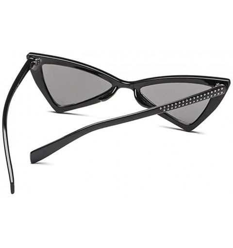 Cat Eye Triangle Sunglasses Women Sunshade Rhinestone Butterfly Frame Cat Eye Sun Glasses Female Black Eyewear UV400 - CT198U...