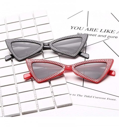 Cat Eye Triangle Sunglasses Women Sunshade Rhinestone Butterfly Frame Cat Eye Sun Glasses Female Black Eyewear UV400 - CT198U...