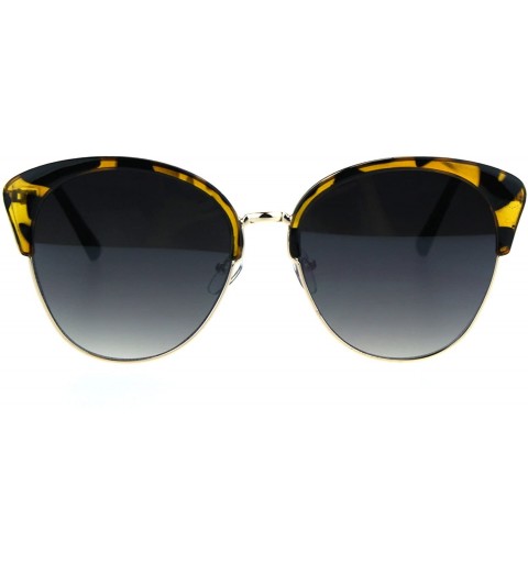 Cat Eye Womens Oversize Cat Eye Half Rim Chic Fashion Sunglasses - Tortoise Gold Smoke - CT1852UDXQK $13.25