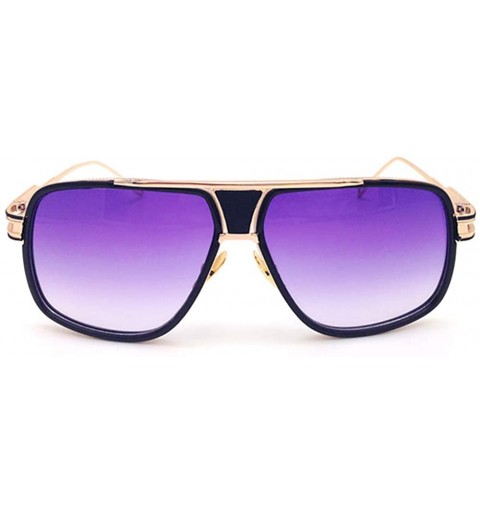 Aviator Retro Oversized Pilot Sunglasses Metal Frame for Men Women Square Glasses Mirror Lens Gold Rim - Multicoloured - CY18...