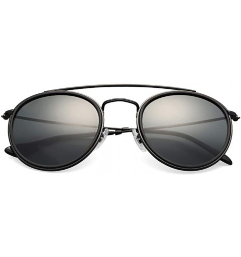 Square Sunglasses Polarized Men Women Sun Glass Lens Mirror Round Double Bridge Eyewear UV400 - Gradient Brown Glass - CQ18TZ...