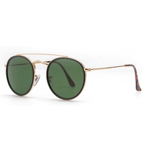 Square Sunglasses Polarized Men Women Sun Glass Lens Mirror Round Double Bridge Eyewear UV400 - Gradient Brown Glass - CQ18TZ...
