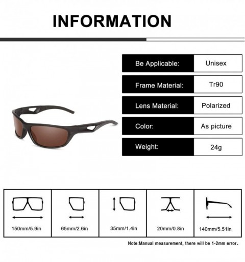Sport Polarized Sports Sunglasses For Men Women Running Fishing Driving TR90 Frame - Matte Black Frame / Brown Lenses - CQ18U...