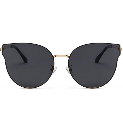 Round Men and women fashion retro cat eyes round frame UV sunglasses prom mirror party travel - Black - C718T4XCCLQ $25.84