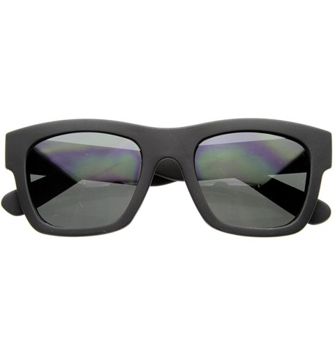 Wayfarer Designer Inspired Hispter Fashion Rubber Finish Bold Horn Rimmed Sunglasses (Black) - CR116Q21FJX $10.69