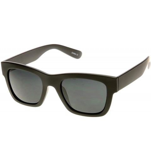 Wayfarer Designer Inspired Hispter Fashion Rubber Finish Bold Horn Rimmed Sunglasses (Black) - CR116Q21FJX $10.69