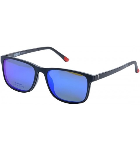 Rectangular Optical Eyeglasses Frames With Magnetic Polarized Sunglasses Clips - C001 - CU12IMR4YMJ $18.24