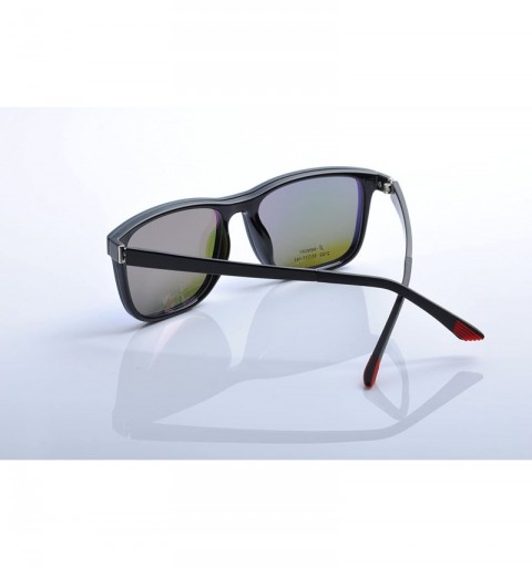 Rectangular Optical Eyeglasses Frames With Magnetic Polarized Sunglasses Clips - C001 - CU12IMR4YMJ $18.24