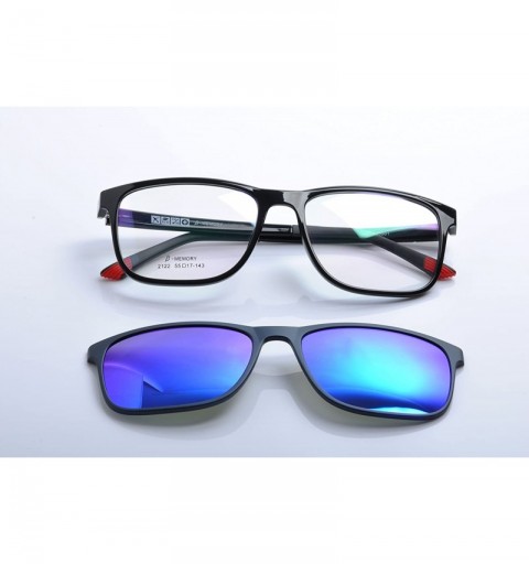 Rectangular Optical Eyeglasses Frames With Magnetic Polarized Sunglasses Clips - C001 - CU12IMR4YMJ $18.24