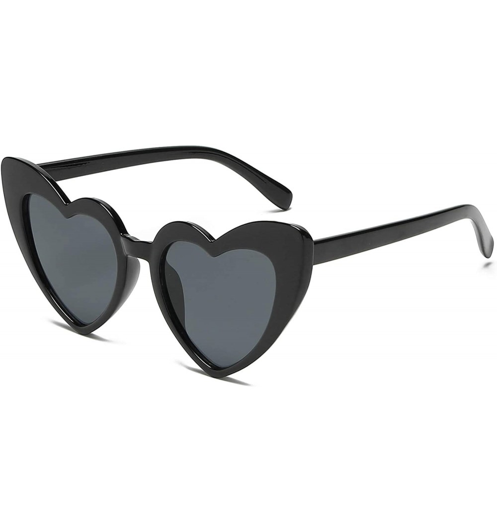 Sport Clout Goggle Heart Sunglasses Vintage Cat Eye Mod Style Retro Kurt Cobain Glasses - Black Grey - CK18UMLMAAG $17.86