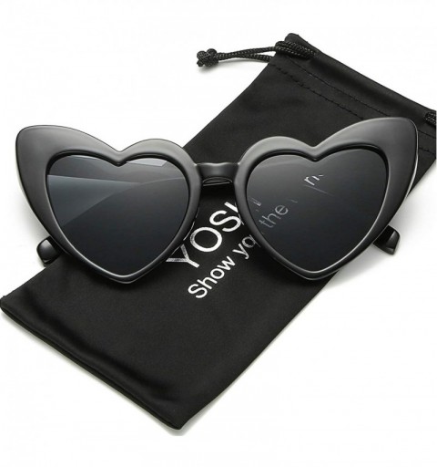 Sport Clout Goggle Heart Sunglasses Vintage Cat Eye Mod Style Retro Kurt Cobain Glasses - Black Grey - CK18UMLMAAG $17.86