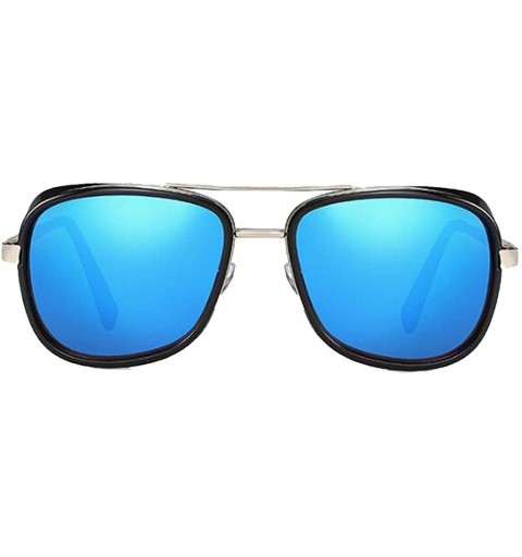 Rectangular Men Women Steampunk Sunglasses Windproof Driving Frog Mirror Cover Side Shield Square Sunglasses - Blue - C618T0D...