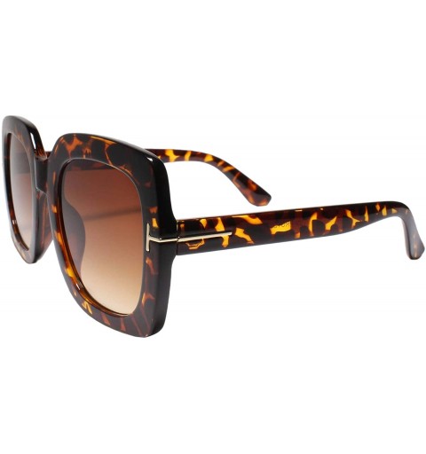 Oversized Oversized Exaggerated Retro Large Chic Square Luxury Designer Sunglasses - Tortoise - C5195CWCKRC $11.52