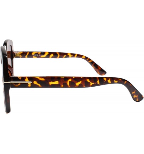 Oversized Oversized Exaggerated Retro Large Chic Square Luxury Designer Sunglasses - Tortoise - C5195CWCKRC $11.52