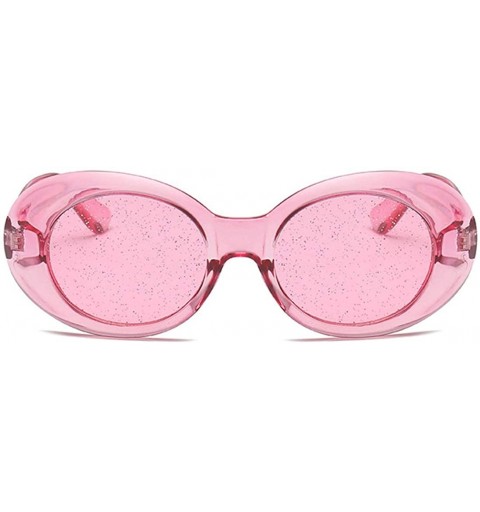 Square Women's Cat Eye Sunglasses Retro Oval Oversized Plastic Lenses glasses - Pink - CL18N0YRZAH $9.53