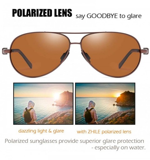 Aviator Aviator Sunglasses Polarized Protection Mirrored - Brown / Amber - CD18OUU75OU $16.97