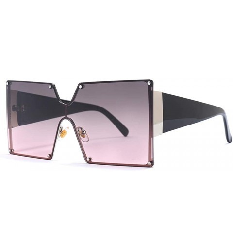 Square Oversized Sunglasses Designer Vintage Futuristic - Gray&pink - CW18QRQYOSE $17.76