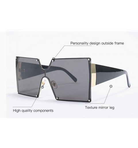 Square Oversized Sunglasses Designer Vintage Futuristic - Gray&pink - CW18QRQYOSE $17.76