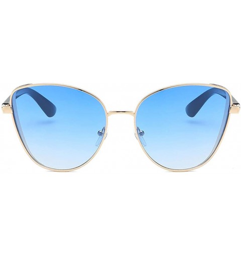 Cat Eye Women's Fashion Cat Eye Shade Sunglasses Integrated Stripe Vintage Glasses - Blue - CO18TK87IOI $10.09