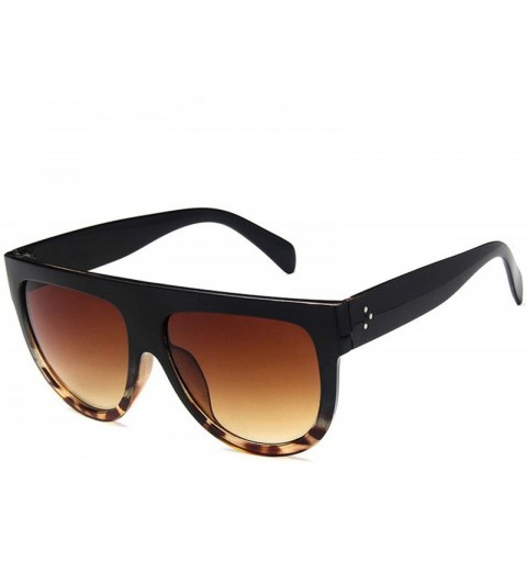 Shield Sunglasses Woman Vintage Retro Flat Top Gradient Shield Black Sun Glasses Pilot Luxury Oversized Eyewear - C2 - CJ197A...