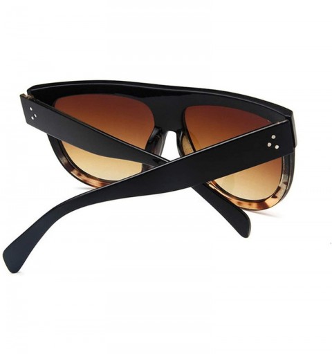Shield Sunglasses Woman Vintage Retro Flat Top Gradient Shield Black Sun Glasses Pilot Luxury Oversized Eyewear - C2 - CJ197A...