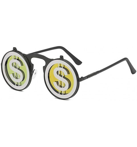 Round Vintage Flip Up Sunglasses Juniors John Lennon Style Circle Sun Glasses - Blackorange - CR18RM5KSZ7 $11.87