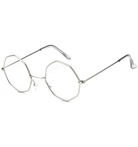 Round Small Metal Octagon Frame Sunglasses for Women and Men UV400 - Sliver Clear - CU198CZLWAS $9.07