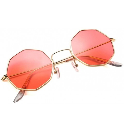 Round Small Metal Octagon Frame Sunglasses for Women and Men UV400 - Sliver Clear - CU198CZLWAS $9.07