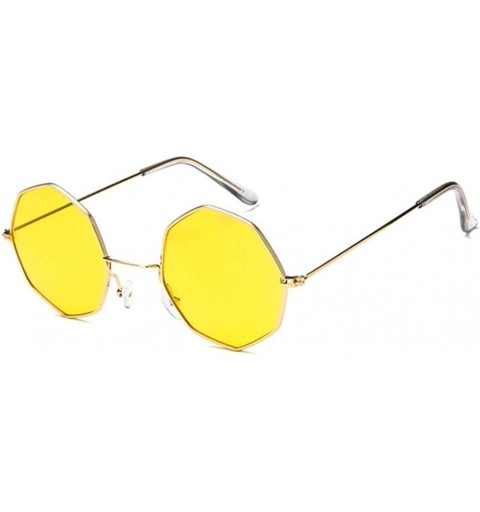 Round Small Metal Octagon Frame Sunglasses for Women and Men UV400 - Sliver Clear - CU198CZLWAS $9.07