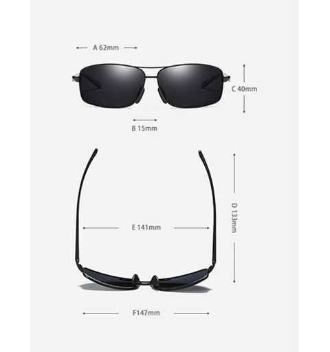 Rectangular Polarized Sunglasses Driving Photosensitive Glasses 100% UV protection - Black - CC18SS8A0S0 $18.97