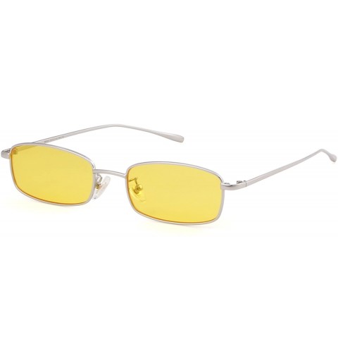 Round Retro Small Square Sunglasses Metal Frame Clear Candy Colors Lens Glasses - Yellow - CH180MC6SOS $14.47