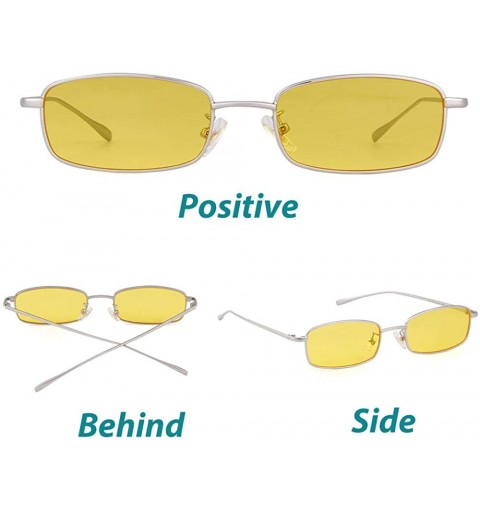 Round Retro Small Square Sunglasses Metal Frame Clear Candy Colors Lens Glasses - Yellow - CH180MC6SOS $14.47
