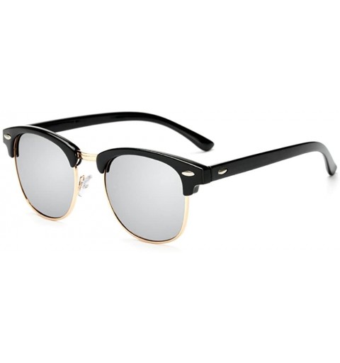 Oval Semi Rimless Polarized Sunglasses Women Men Retro Brand Sun Glasses Black Color Lens - CA18ECO6OHX $21.17