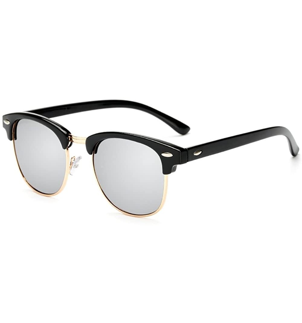 Oval Semi Rimless Polarized Sunglasses Women Men Retro Brand Sun Glasses Black Color Lens - CA18ECO6OHX $9.62