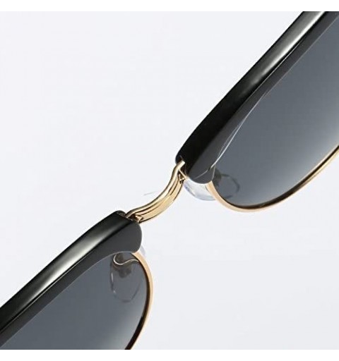 Oval Semi Rimless Polarized Sunglasses Women Men Retro Brand Sun Glasses Black Color Lens - CA18ECO6OHX $9.62