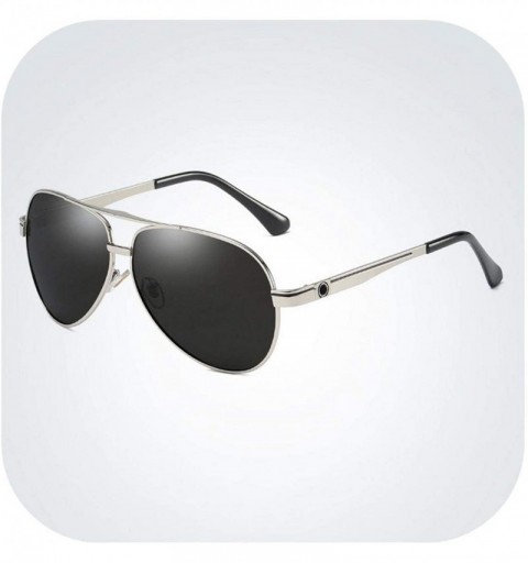 Round New Polarized Sunglasses Men Pilot Mens - Silver Grey - CJ197Y70CKR $24.04