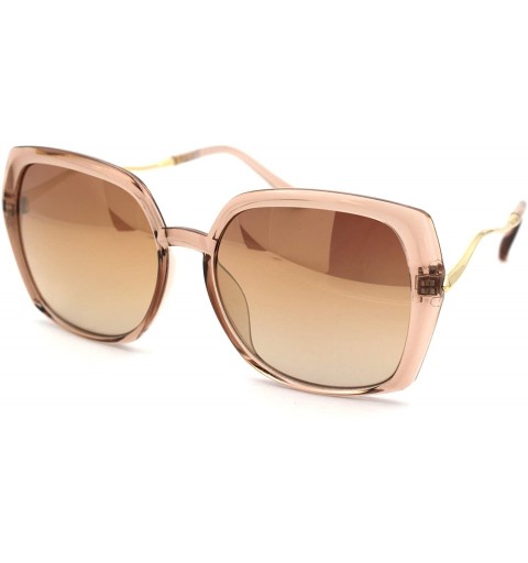 Square Womens Large Rectangular Butterfly Designer Fashion Sunglasses - Beige Gold Gold Mirror - C118WHONCKA $15.29