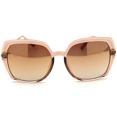 Square Womens Large Rectangular Butterfly Designer Fashion Sunglasses - Beige Gold Gold Mirror - C118WHONCKA $15.29