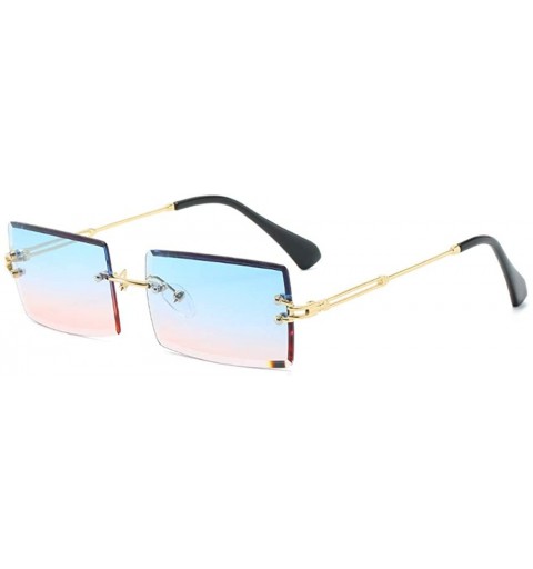 Rimless Rimless Sunglasses Summer Rectangular glasses - Blue&pink - C118UDTAKIL $11.81